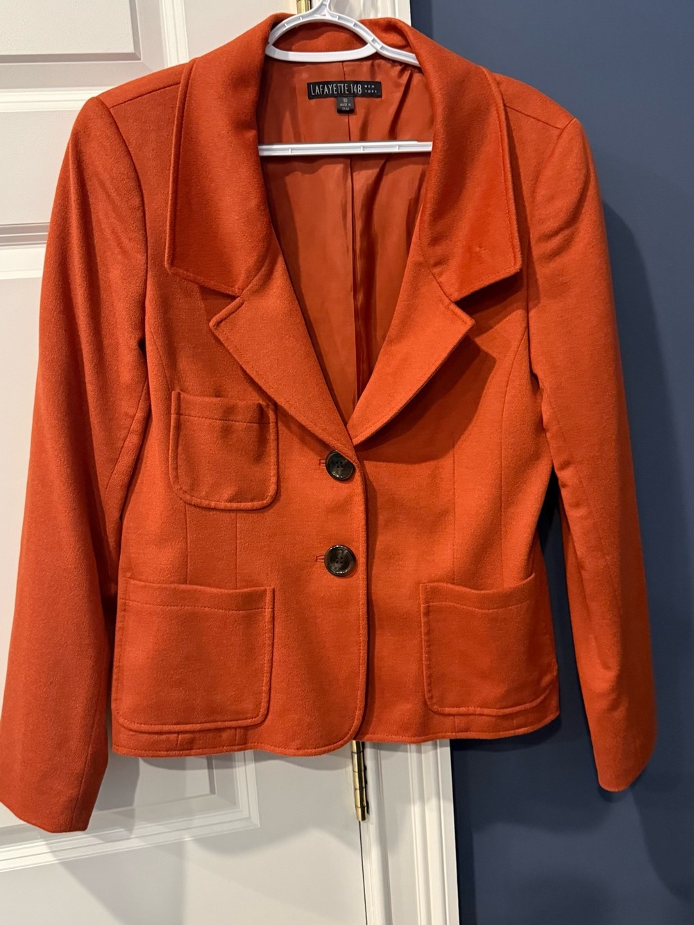 Lafayette 148 New York Rust Orange Wool Blazer Sz 10